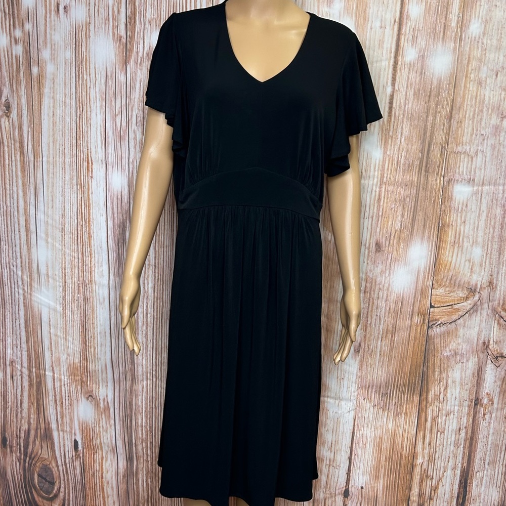 Susan Graver Split Flutter Sleeve Jersey Knit Dress‎